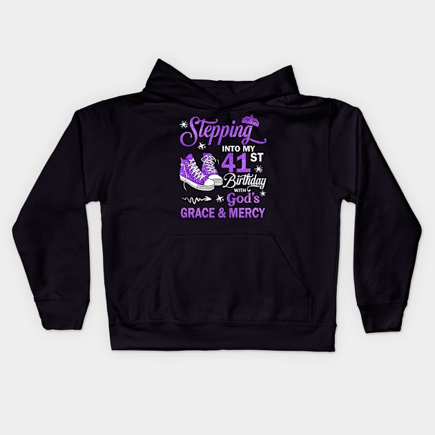 Stepping Into My 41st Birthday With God's Grace & Mercy Bday Kids Hoodie by MaxACarter